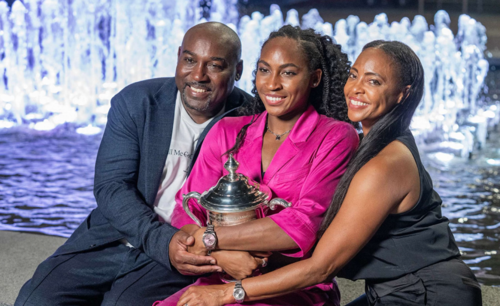 Coco Gauff with her father and sister