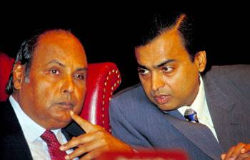 mukesh ambani and his father dhirubhai ambani