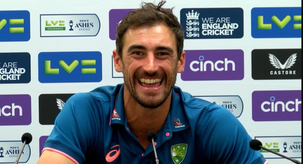 mitchell starc smile in confrance